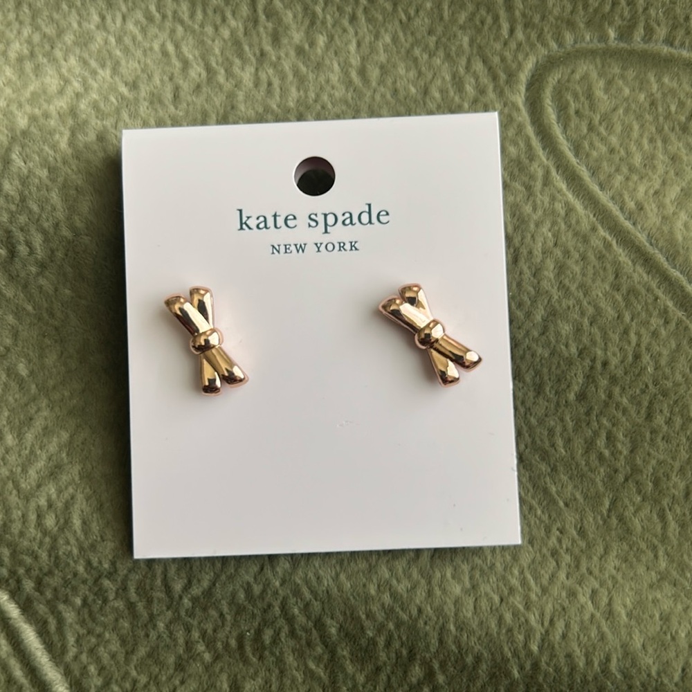kate spade rose gold bow earrings